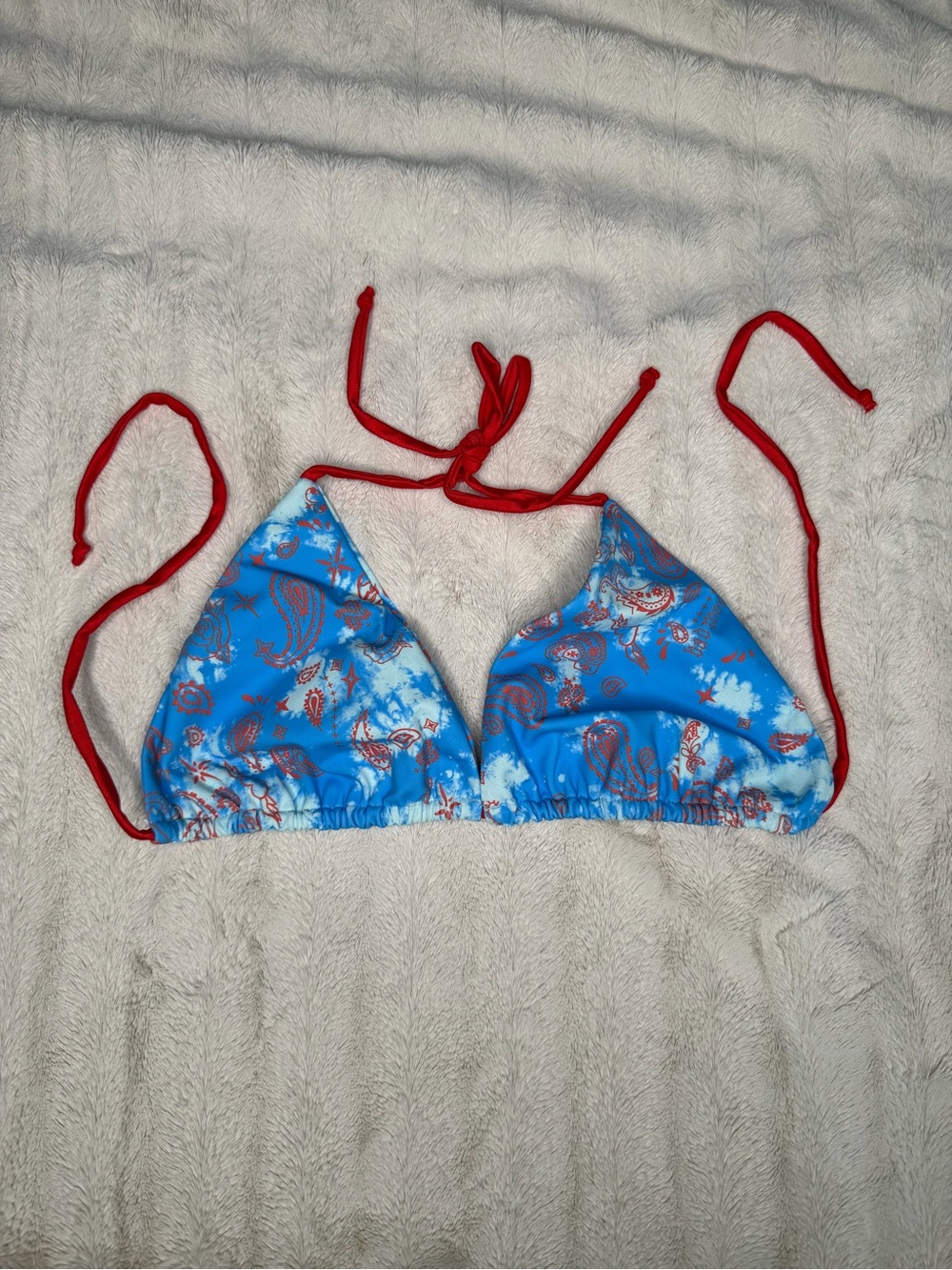 Badwood Blue Paisley Triangle Swim Top
